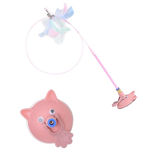 Pet Toy Kitten Teaser Wand Suction Cup Base Interactive Kitten Teaser Exercise and Entertainment for Active Felines Toy - color: Pink