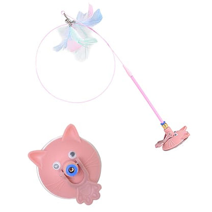 Pet Toy Kitten Teaser Wand Suction Cup Base Interactive Kitten Teaser Exercise and Entertainment for Active Felines Toy - color: Pink