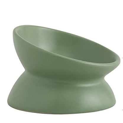 Ceramic Raised Cat Bowl, Cat Food Bowls Elevated Tilted, Ceramic Pet Bowl Whisker Friendly, Anti Vomit & Reduce Neck Burden for Food and Water (Green) - color: Green