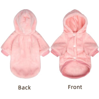 FabriCastle Dog Hoodie Sweater for Small Dogs Boy and Girl, Dog Clothes XS XXS Puppy Sweatshirt, Pet Outfit, Cat Clothing Super Soft Warm Snap On Closure (Pink, XX-Small) - color: Pink, size: XX-Small