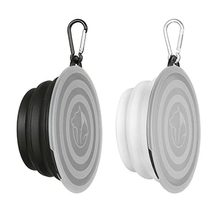 Collapsible Dog Bowl,2 Pack Portable and Foldable Pet Travel Bowls Collapsable Dog Water Feeding Bowls Dish for Dogs Cats and Small Animals,with Lids (Small, Black+White) - color: Black+White