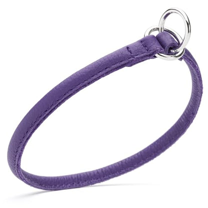 Dogline Soft and Padded Round Leather Choke Collar for Dogs (Purple, W1/4-in x L14-in) - color: Purple, size: W1/4-in x L14-in