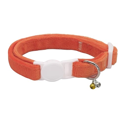 Breakaway Cat Collar with Bell, Lightweight Soft Cotton Collar, Adjustable Kitten Collars with Safety Buckle, Quick Release, Pet Supplies Accessories, Orange - color: Orange