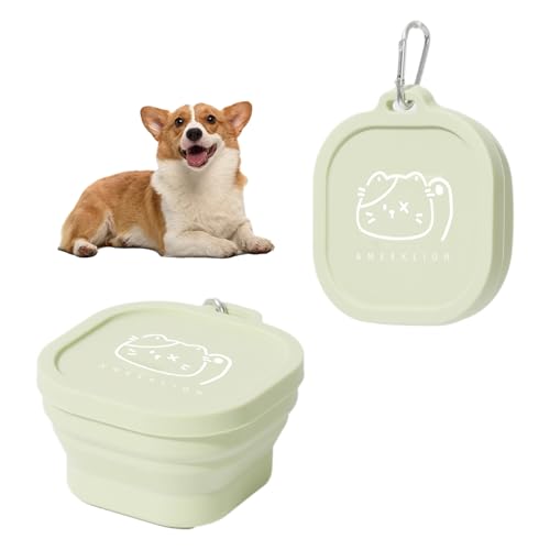 renvena Portable Pet Bowl Set Collapsible Dog Cat Travel Bowls with Lids Carabiners for Food Water for Car Travel Camping Light Green One Size - color: Light Green
