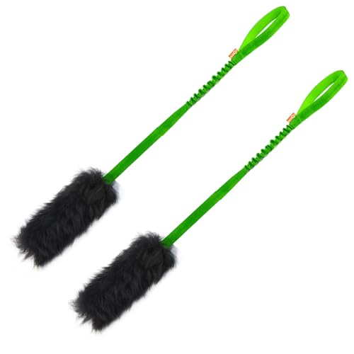 Dog Rope,Dog Bungee Chaser 100% Sheepskin,Sheep Smell Tug for All Breeds(Green, Long Without Ball 2Pack) - color: Green, size: Long Without Ball 2Pack