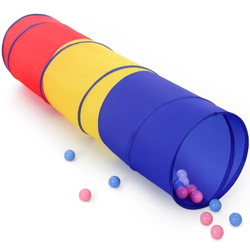 Hoohtoot Kids Play Tunnel Tent for Toddlers, Colorful Pop Up Crawl Through Passage, Indoor & Outdoor Tunnel Toy for Kids Backyard Playset, Dog Cat Pet Pipe (Red, Yellow and Blue Mesh Tunnel) - style: Red, Yellow and Blue Mesh Tunnel