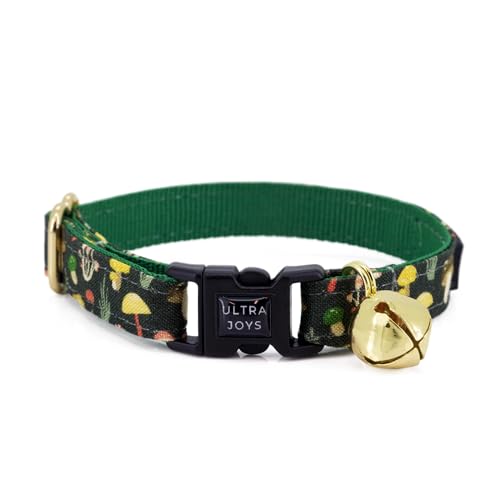 Ultra Joys Cat Collar with Bells - Breakaway Collar for Kittens & Cats - Mushroom Small - color: Mushroom-Collar Only, size: Small