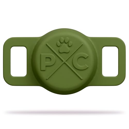 Pup Culture Cat Collar AirTag Holder - Extra-Durable, Lightweight, and Protective - Track Your Cat Using Apple AirTag Technology - color: Green