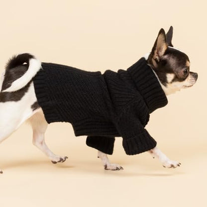 Fitwarm Dog Turtleneck Sweater, Thermal Knitted Pet Coat, Dog Winter Clothes for Small Dogs, Cat Apparel, Black, Small - color: Black, size: Small