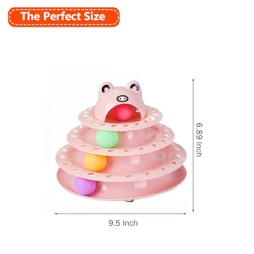 17 Pack Cat Toys, 4-Level Turntable Ball Track Interactive Cat Toy for Indoor Cats, Self Play Fun Roller with Colorful Rotating Ball Puzzle Exercise Kitten Toys Set - color: Light Green