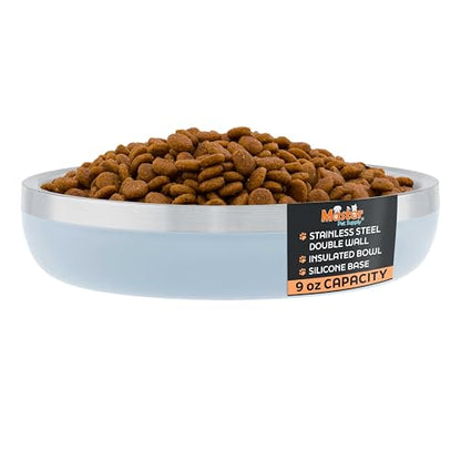 Master Pet Supply Stainless Steel Cat Bowls - 9 oz Heavy Duty - Glacier Blue, Double Wall Extra-Thick Insulated, Non-Slip Pet Water Bowl for Cats & Pets, Anti Rust Metal, Dishwasher Safe - color: Glacier Blue