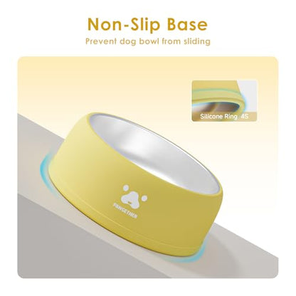 PAWGETHER® Stainless Steel Dog Bowls, Dog Food and Water Bowl Non-Slip Easy to Clean Dishwasher Safe for Puppy Small Medium Dogs Cats Yellow 34oz - color: Yellow (34oz)