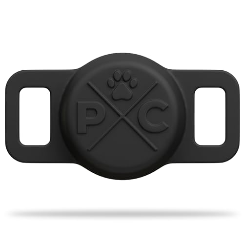 Pup Culture Cat Collar Airtag Holder - Extra-Durable, Lightweight, Protective - Track Your Cat Using Apple AirTag Technology - color: Black
