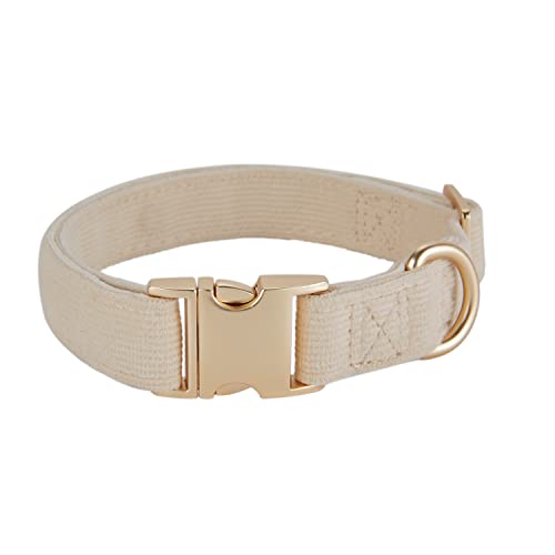 Soft Corduroy Fibric Dog Collar with High Grade Metal Buckle, for Small Dogs.(White,Small:10-15") - color: White, size: Small