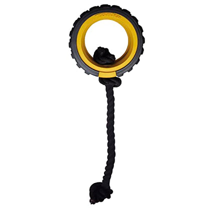Tonka Mega Tread Rope Tug Dog Toy, Lightweight, Durable and Water Resistant, 15 Inches, for Medium/Large Breeds, Single Unit, Yellow/Black - size: 15 in Mega Tread