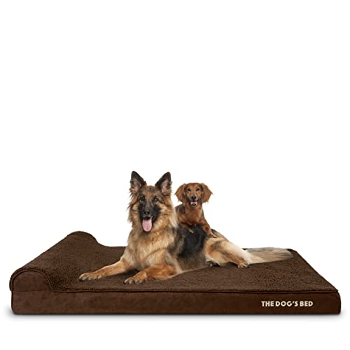 The Dog’s Bed Orthopedic Memory Foam Dog Bed with Headrest, Calming Surface – CertiPUR-Certified Foam, Plush Fabric, Brown Plush, XXL, 4-Inch - color: Brown Plush, size: XXL (4" deep)