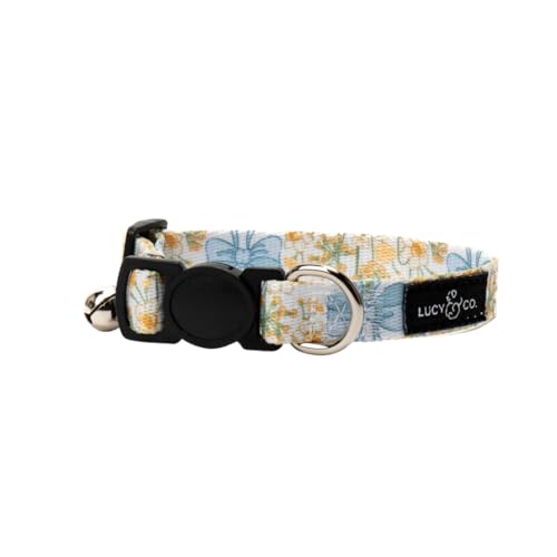 Lucy & Co. Sunshine and Daffodils Breakaway Cat Collar, Adjustable Safety Breakaway Buckle, Cute Printed Cat Collar, Large - color: Sunshine and Daffodils, size: Large