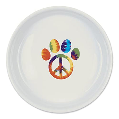 Bone Dry Ceramic Food Bowls, Non-Slip & Dishwasher Safe, Large Set, 7.5x2.4, Peace Paw, 2 Count - color: Peace Paw, size: Large Set, 7.5x2.4"