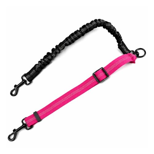 Double Dog Leash Coupler, 360° Swivel No Tangle for Two Dogs, Reflective Shock-Absorbing Bungee, Adjustable Heavy Duty Split Lead for Different Size Pups
