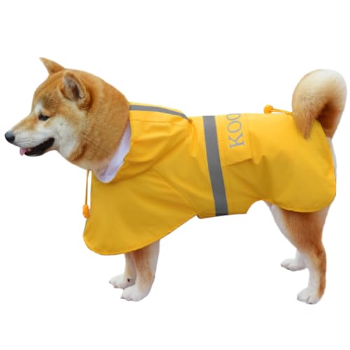 Hooded Rain Coat for Dogs for Small Sized Dogs, Dog Raincoat Apparel Poncho Waterproof Dog Clothes Pet Jacket Dog Raincoats Jacket (2XL,Yellow) - color: Yellow, size: 2XL-Fit for 20 to 33 pounds
