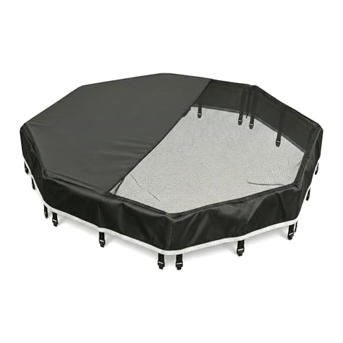 PJYuCien Octagonal Playpen Top Cover for 24" Side Metal Pet Pen, Half Mesh Half Oxford with Silver Coating & Snap Hooks, Predator & Weather Protection, Cozy Den for Puppy Small Animals, Black - color: Black, size: No Pen: 00-Inch High