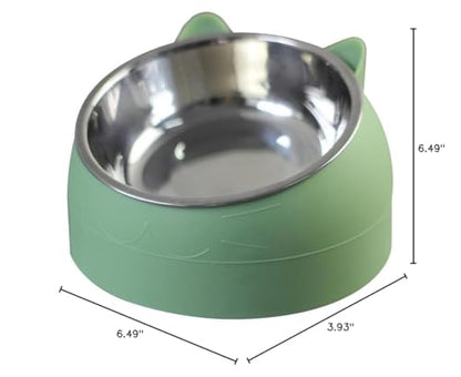 Stainless Steel Cat Food Bowl with Non-Slip Base, Easy to Clean Pet Feeding Dish, Food-Grade Pet Bowl for Cats and Small Pets - color: Green, size: 200ML