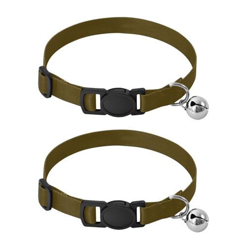 Coffee Adjustable Pet Collar, 2 Pack Bell Collar for Small Dogs - color: Coffee