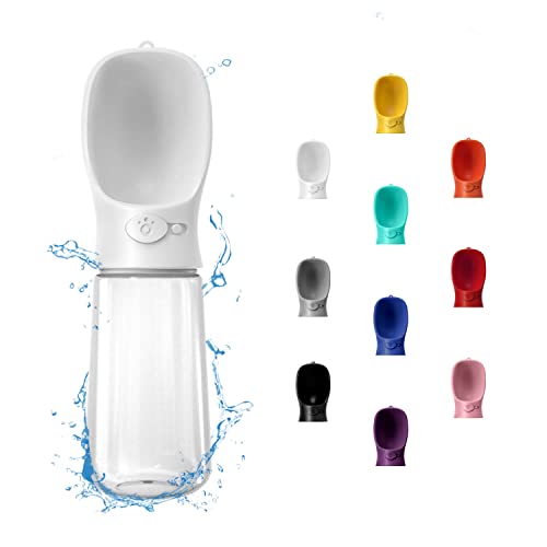 WePet Portable Dog Water Bottle, 19 OZ, Leak Proof Puppy Water Dispenser with Drinking Feeder for Pets Outdoor Walking, Hiking, Travel, Food Grade Plastic - color: #02 White, size: 19 oz