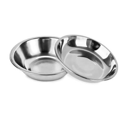 ZUFECY 2-Pack Cat Bowl Combo Set,7.1'' Stainless Steel Flat Plate & Deep Bowl, Dual-Purpose for Dry/Wet Food & Water Feeding