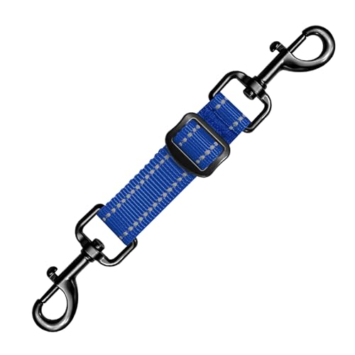 Dog Collar Safety Clip, Reflective Double-Ended Backup Connector for Harness to Collar, Adjustable Safety Clip for Prong, Pinch Collars, Prevents Escapes & Accidental Disconnection - color: Blue, size: M