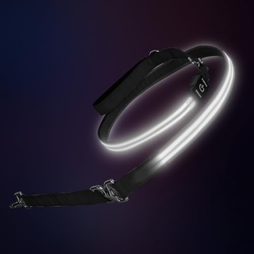 Night Walking LED Dog Leash - 6FT Reflective & Waterproof Light Up Safety Leashes for Dogs - USB Rechargeable, White - color: White(Fiber optic version)