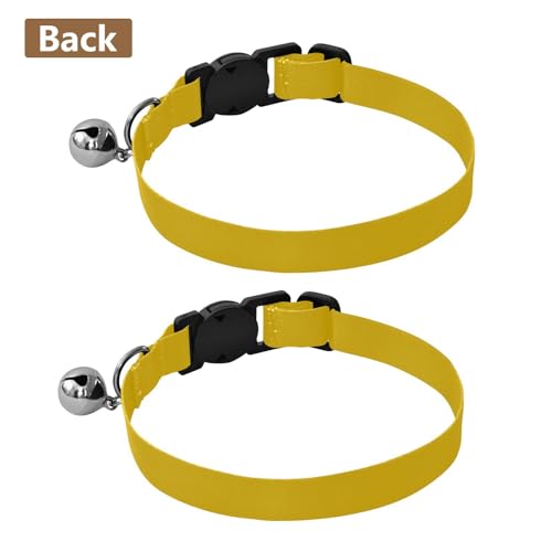 Chrome Yellow Cat Bell Collar 2 Pack Dog Collar Adjustable Length 10.6" to 17.1" - color: Chrome Yellow