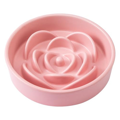8.25'' Ceramic Slow Feeder Dog Bowls - Petal Shape Modern Dog Food Dish for Medium and Large Breeds, Puzzle Maze Bowl to Slow Down Eating, Anti-Gulping, Dishwasher & Microwave Safe, Pink - color: Pink, size: 8.25 inch