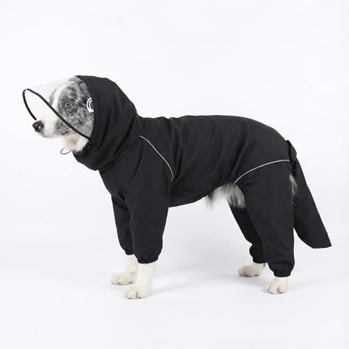 Dog Raincoat for Medium Large Dogs,rain Jacket Coat, Full Leg Coverage Waterproof Rain Suit with Detachable Hood & Tail, Reflective Strips，Labrador Retriever (Black for Boy, Small) - color: Black (General Version）, size: Small