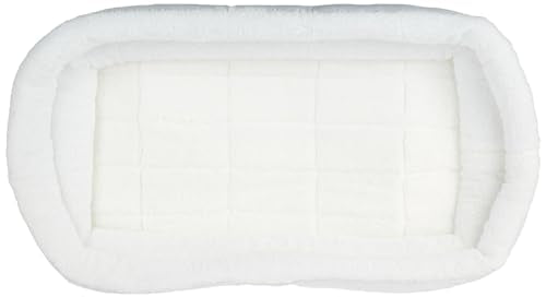 MidWest Homes for Pets Medium QuietTime Double Bolster Pet Bed, White Plush 30-Inch Crate Mat with Stacked Bolsters, Machine Washable, Secure Fit with Elastic Straps - color: White Plush, size: 30-Inch