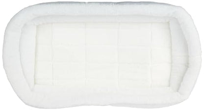 MidWest Homes for Pets Medium QuietTime Double Bolster Pet Bed, White Plush 30-Inch Crate Mat with Stacked Bolsters, Machine Washable, Secure Fit with Elastic Straps - color: White Plush, size: 30-Inch