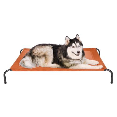 FurHaven Elevated Pet Cots - Cooling & Breathable Nylon Mesh Hammock for Large Dogs/Easy-to-Assemble/Durable and Reinforced/Perfect for Rest & Relaxation Outdoors - Terracotta Red, Extra Large - color: Terracotta Red, size: Jumbo
