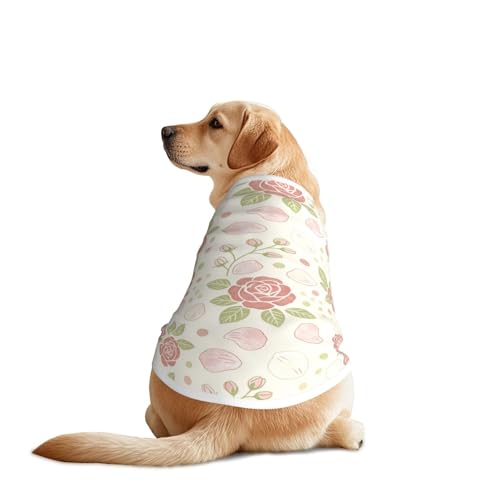 SWEET TANG Dog Cooling Shirt, Breathable Summer Clothes for Dogs, Cool T Shirts Floral Chic Flowers Roses Pedals Dots Leaves Buds Spring Season Theme for Medium Large Dogs Puppy, 4X-Large - color: Pattern (221), size: 4X-Large