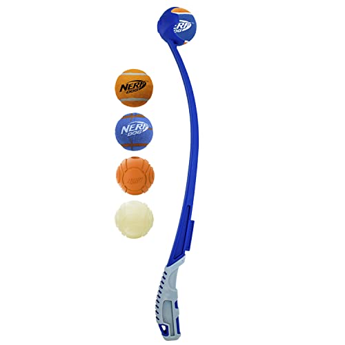 Nerf Dog 25in Translucent Air Strike Thrower, Dog Toy Gift Set with Five 2.5in Balls, Lightweight, Durable and Water Resistant, for Small/Medium/Large Breeds (Pack of 2) - size: 5 Piece Set (Pack of 2)