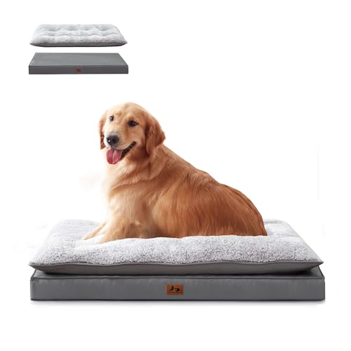 2-Pack Cooling Dog Bed Medium Size Dogs, Waterproof Orthopedic Dog Mattress for Large Dogs, Washable Dog Crate Bed with Removable Cover, Dark Grey - color: Dark Grey, size: 36"L x 27"W x 4.5"Th