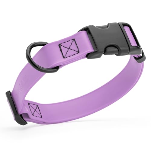 Dogline Biothane Waterproof Dog Collar with Quick Release Buckle Strong Coated Nylon Webbing with Odor- Proof for Easy Care Easy to Clean Fits Small Medium Large Dogs, Amethyst Purple 1" W 15-23" L - color: Amethyst Purple, size: 1"W by 15-25"L
