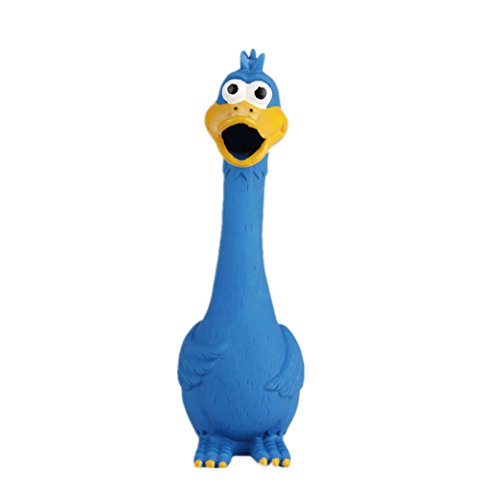 Tamu style Rubber Chicken Squeaky Dog Toys for Small, Medium or Large Pet Breeds, Play Fetch, Reduce Separation Anxiety - color: Blue