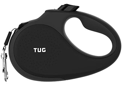 TUG 360° Tangle-Free Retractable Dog Leash with Anti-Slip Handle | 16 ft Strong Nylon Tape | One-Handed Brake, Pause, Lock (Small, Black/Grey) - color: Black/Grey, size: Small