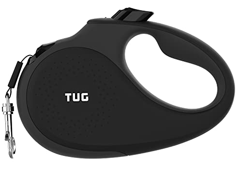 TUG 360° Tangle-Free Retractable Dog Leash with Anti-Slip Handle | 16 ft Strong Nylon Tape | One-Handed Brake, Pause, Lock (Medium, Black/Grey) - color: Black/Grey, size: Medium