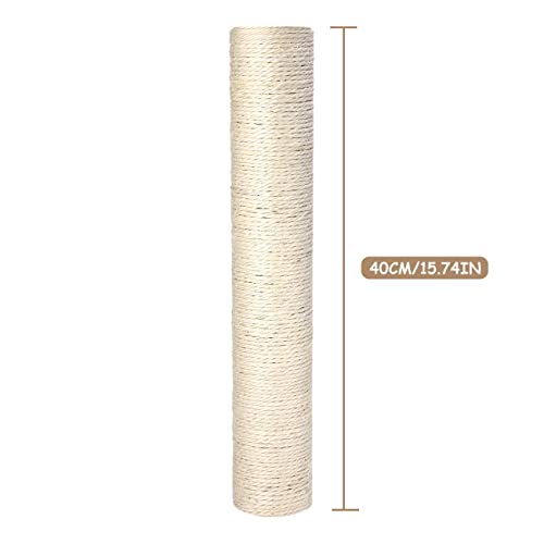 PowerKing Natural Sisal Replacement Scratching Post, 15.7'' 2 Pieces M8 Cat Scratch Post Refill Pole Parts for Refurbishment, Include Screws (White) - color: White, size: 15.7''+15.7'' (2.67''Thick)