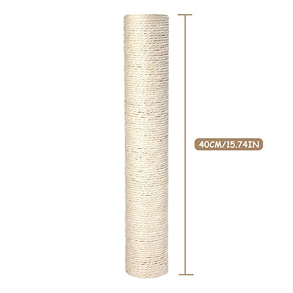 PowerKing Natural Sisal Replacement Scratching Post, 15.7'' 2 Pieces M8 Cat Scratch Post Refill Pole Parts for Refurbishment, Include Screws (White) - color: White, size: 15.7''+15.7'' (2.67''Thick)