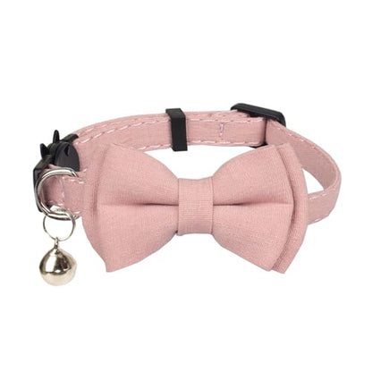 Breakaway Cat Collar, Removable Bowtie, Clear Bell, Safe Release, Quick Release.(Solid Pink) - color: Solid Pink