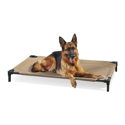 Coolaroo Pro Elevated Dog Bed - Low-Profile Access, Moisture-Resistant Cover, Breathable Fabric & Tool-Free Setup, Nutmeg, Large - color: Nutmeg, size: Large