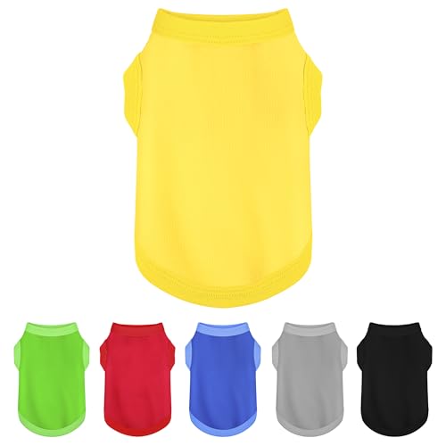 Elevate Your Dog's Fashion Quotient with Colorful and Breathable Sleeveless Cotton Shirts! Perfect Pet Apparel for Small to Medium Dogs Yellow XXS - color: Yellow, size: XXS-(1~3lb) | Chest(~11.8")