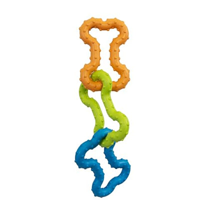 Bone Tugz Tug & Chew Dog Toy — Bendy, Textured Rubber for Tug-of-War, Light-Moderate Chewers, Teething Puppies & Small Dogs, 6.25" x 1.75" - color: Bonetugz Blue